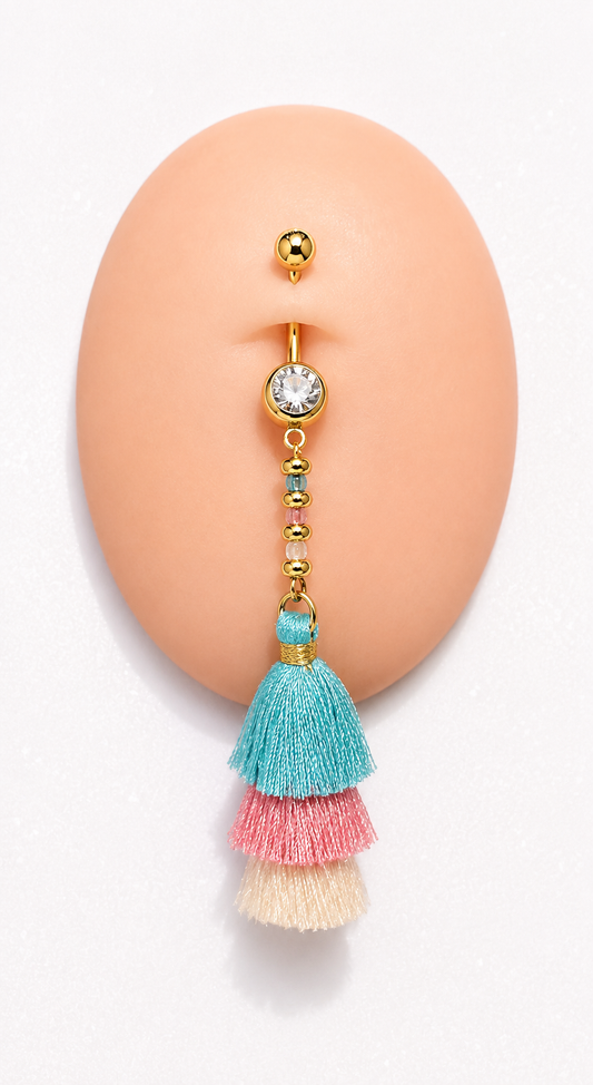 Blue beaded  tassel